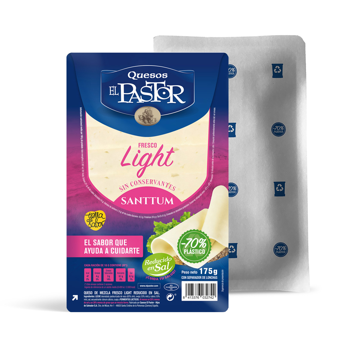 Queso Mezcla Light Tierno Santtum Lonchas Envase Eco 80 175 G Quesos El Pastor